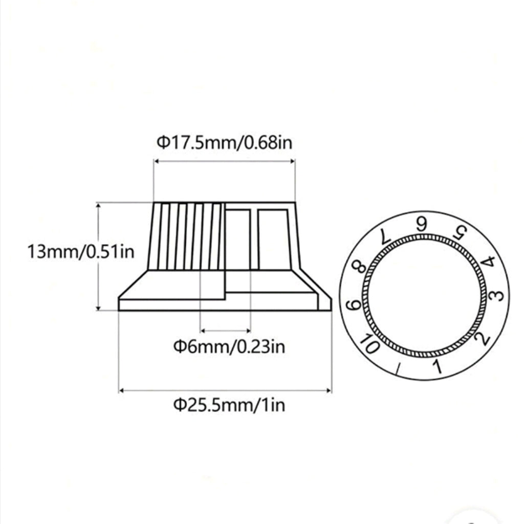 Pro Inch Size Fine 24 Splines Guitar Tone Volume Control Knobs