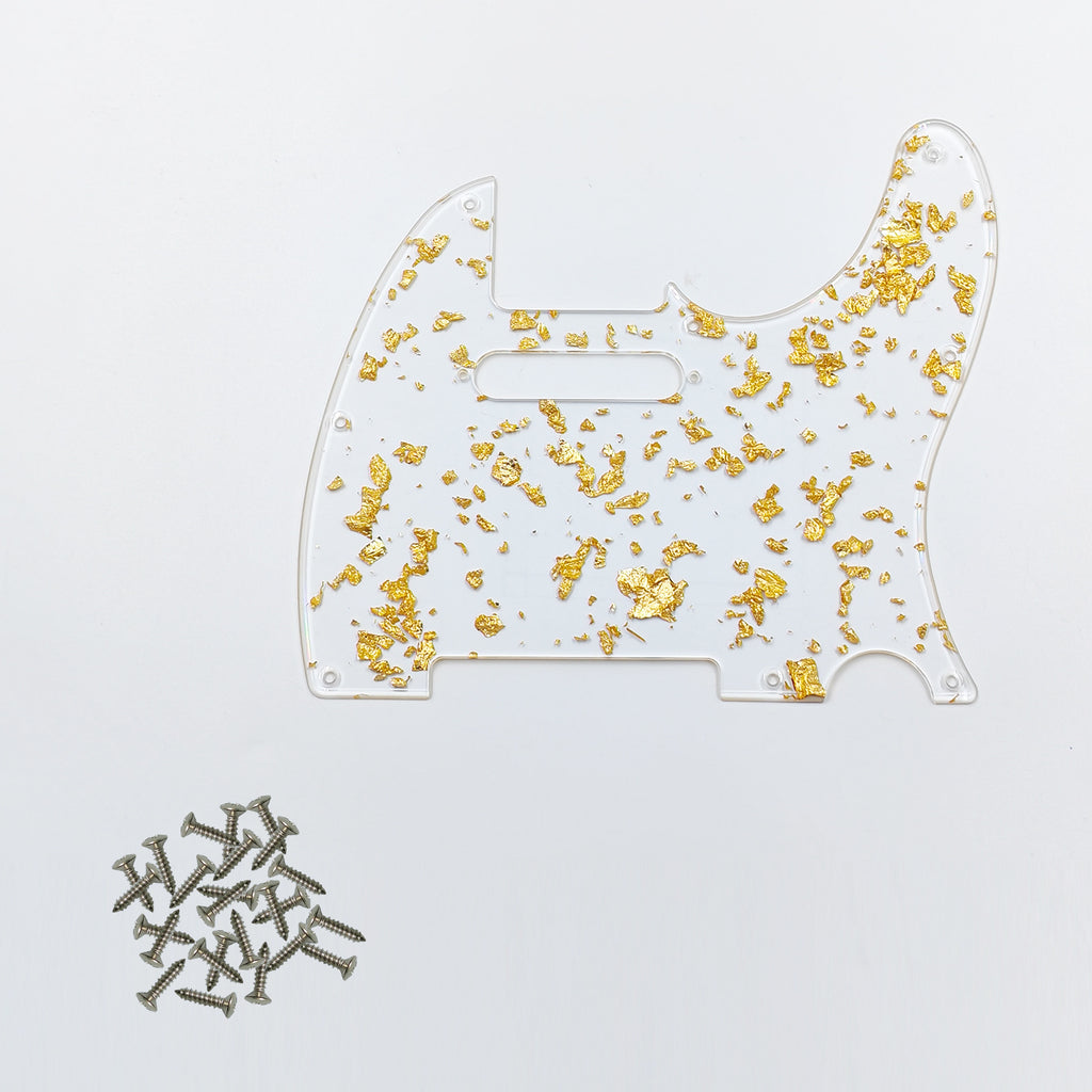 Gold Foil Acrylic Transparent Electric Guitar Pickguard Plates - LP/TL/ST Series with Screws
