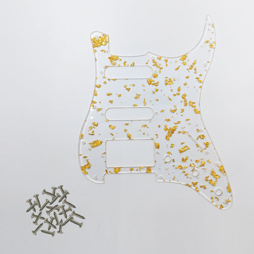 Gold Foil Acrylic Transparent Electric Guitar Pickguard Plates - LP/TL/ST Series with Screws
